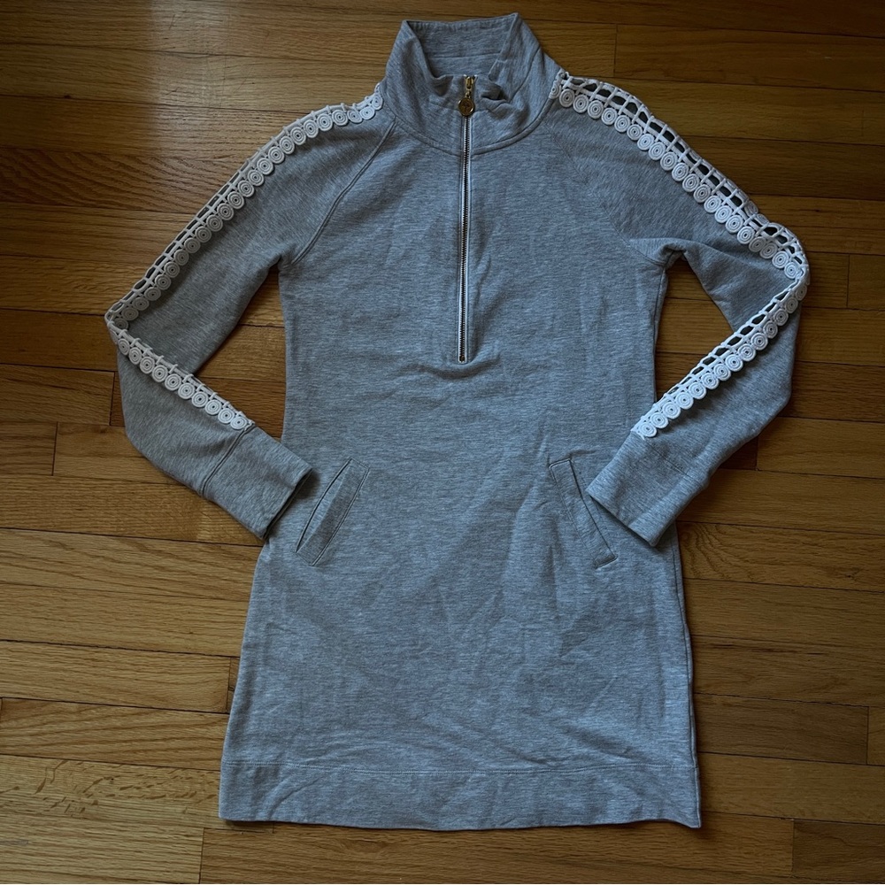 Lilly Pulitzer Skipper Solid Popover Dress in heathered seaside grey